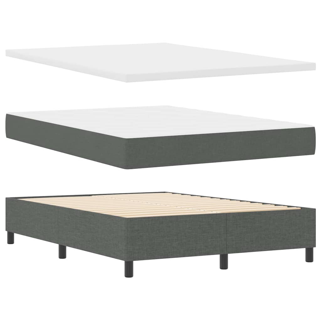 Box Spring Seng Med Madras Mørkegrå 140 X 200 Cm Stof - Billede 2