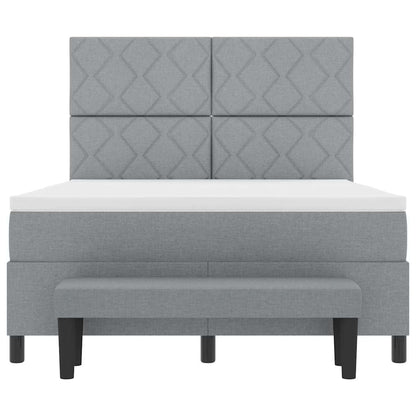 Box Spring Seng Med Madras Lysegrå 160 X 200 Cm Stof - Billede 7