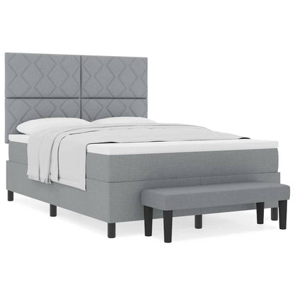 Box Spring Seng Med Madras Lysegrå 160 X 200 Cm Stof - Billede 4