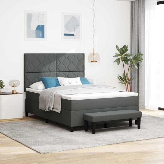 Box Spring Seng Med Madras Mørkegrå 160 X 200 Cm Stof - Hovedbillede
