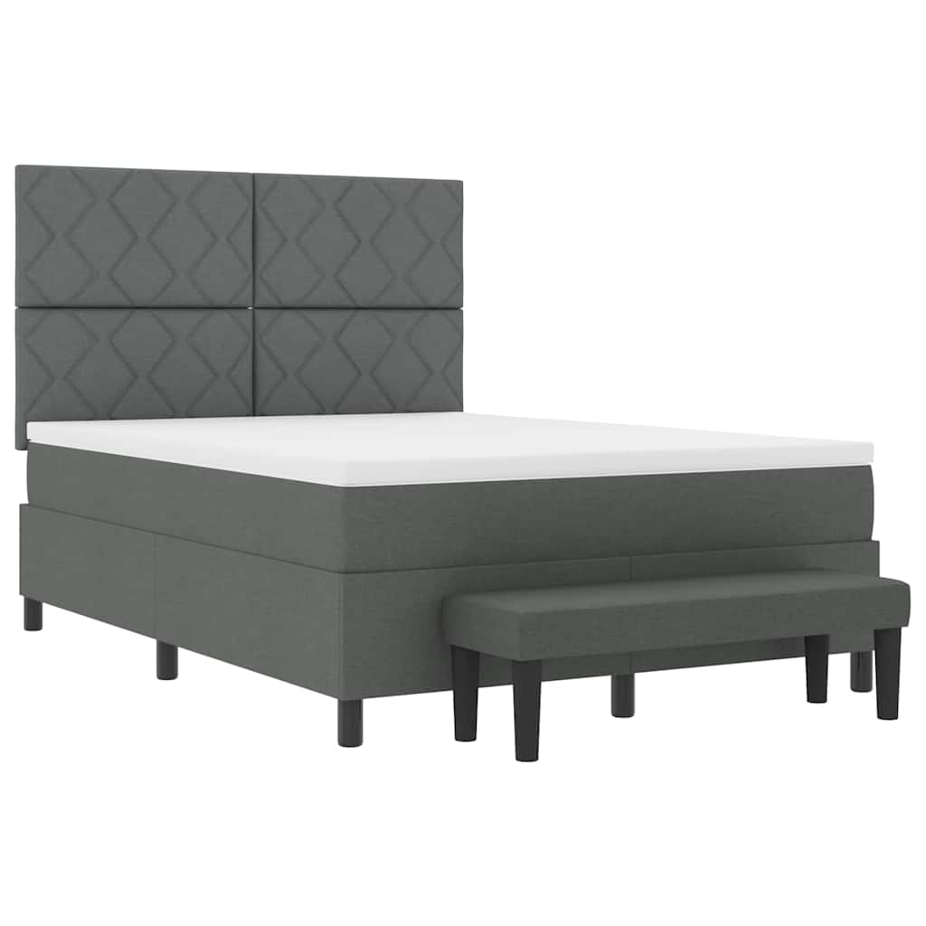 Box Spring Seng Med Madras Mørkegrå 160 X 200 Cm Stof - Billede 8