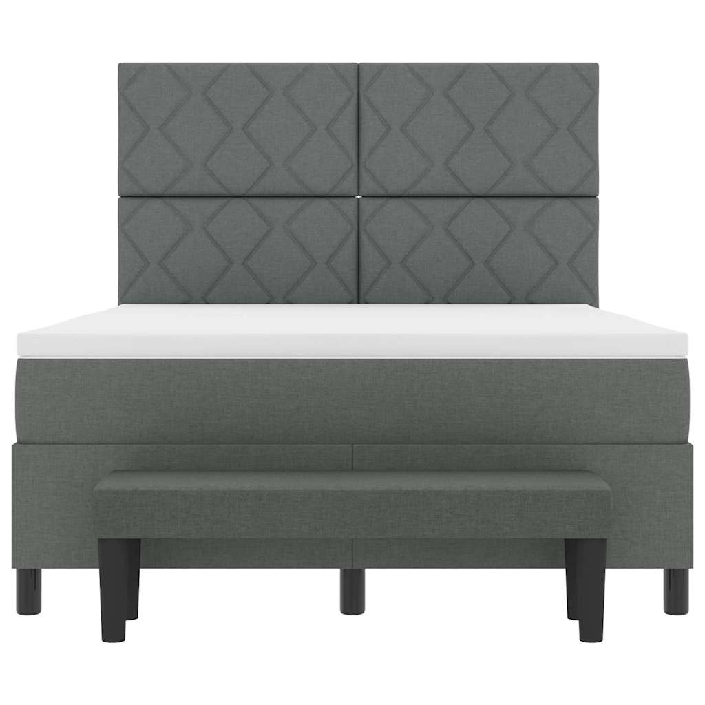 Box Spring Seng Med Madras Mørkegrå 160 X 200 Cm Stof - Billede 9
