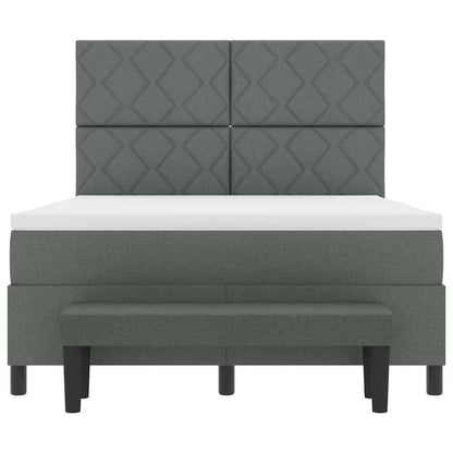 Box Spring Seng Med Madras Mørkegrå 160 X 200 Cm Stof - Billede 9