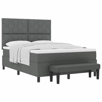 Box Spring Seng Med Madras Mørkegrå 160 X 200 Cm Stof - Billede 3