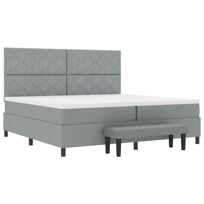 Box Spring Seng Med Madras Lysegrå 200 X 200 Cm Stof - Billede 8