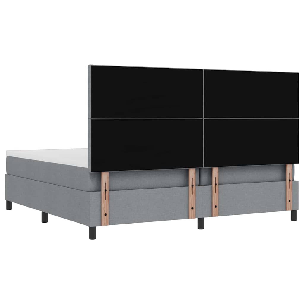 Box Spring Seng Med Madras Lysegrå 200 X 200 Cm Stof - Billede 11