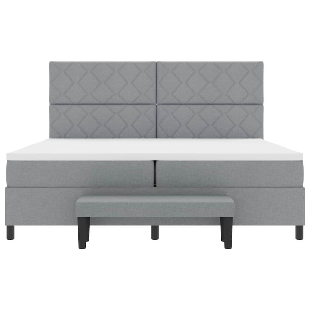 Box Spring Seng Med Madras Lysegrå 200 X 200 Cm Stof - Billede 9
