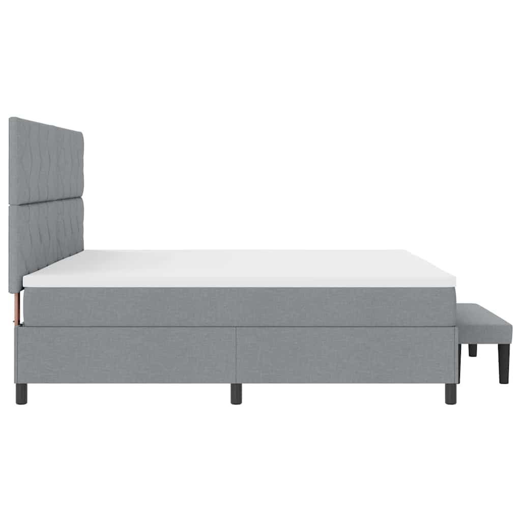 Box Spring Seng Med Madras Lysegrå 200 X 200 Cm Stof - Billede 10