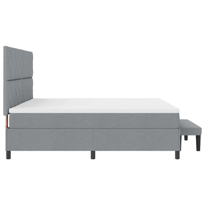 Box Spring Seng Med Madras Lysegrå 200 X 200 Cm Stof - Billede 10