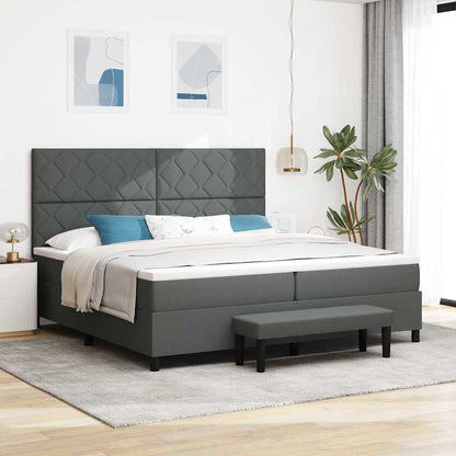 Box Spring Seng Med Madras Mørkegrå 200 X 200 Cm Stof - Hovedbillede