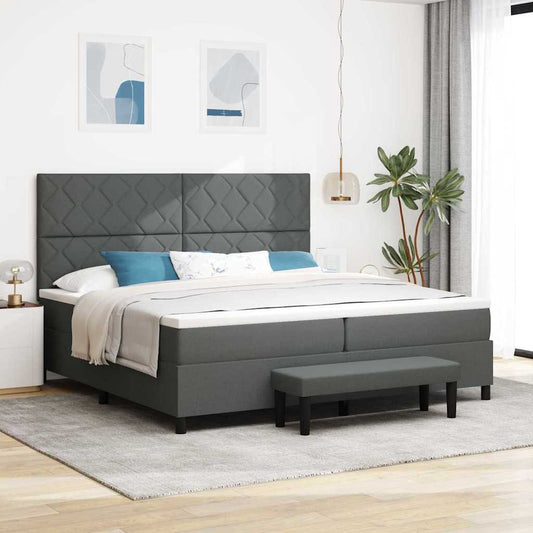 Box Spring Seng Med Madras Mørkegrå 200 X 200 Cm Stof - Hovedbillede