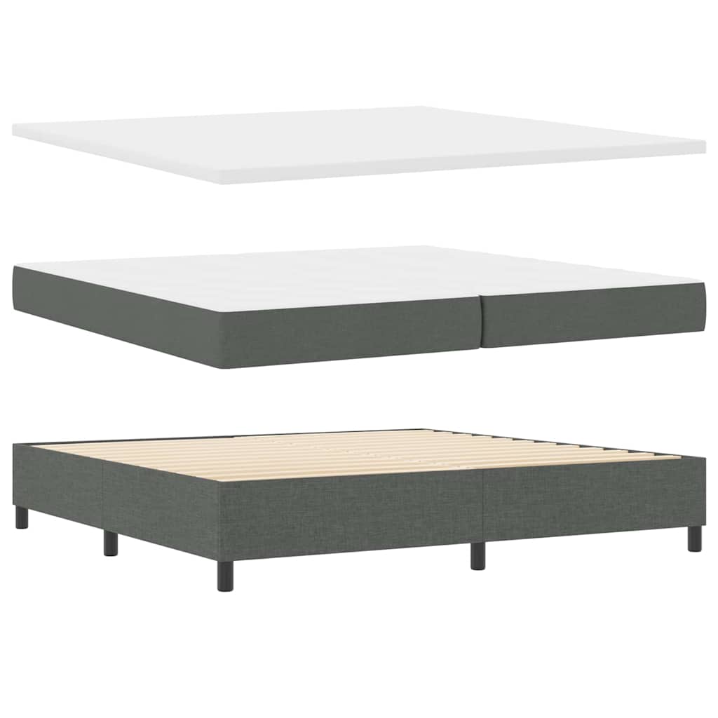 Box Spring Seng Med Madras Mørkegrå 200 X 200 Cm Stof - Billede 2