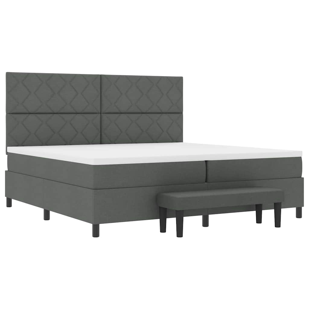 Box Spring Seng Med Madras Mørkegrå 200 X 200 Cm Stof - Billede 8