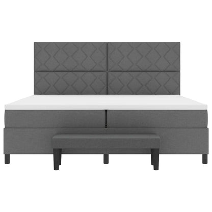 Box Spring Seng Med Madras Mørkegrå 200 X 200 Cm Stof - Billede 9