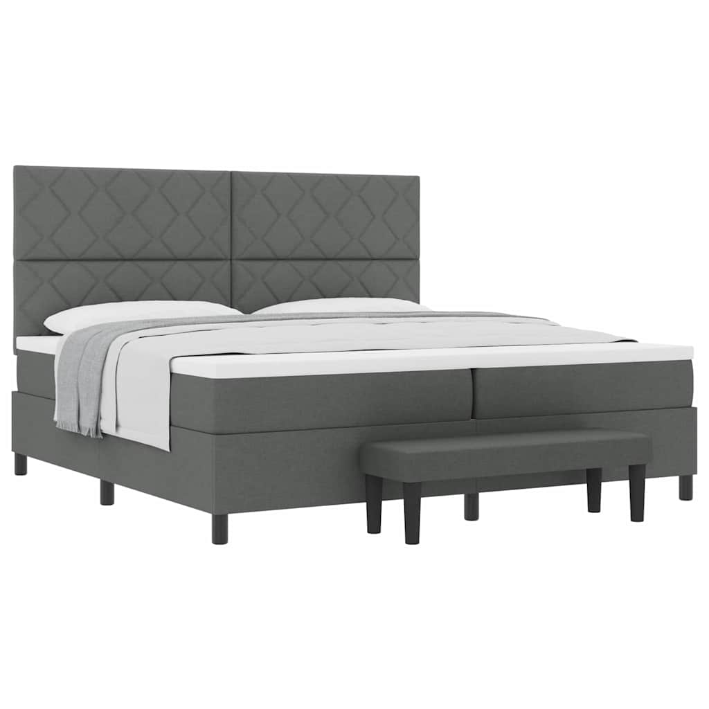 Box Spring Seng Med Madras Mørkegrå 200 X 200 Cm Stof - Billede 3