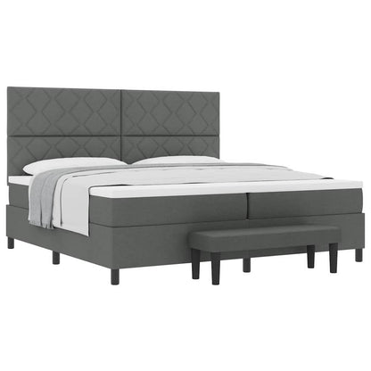 Box Spring Seng Med Madras Mørkegrå 200 X 200 Cm Stof - Billede 3