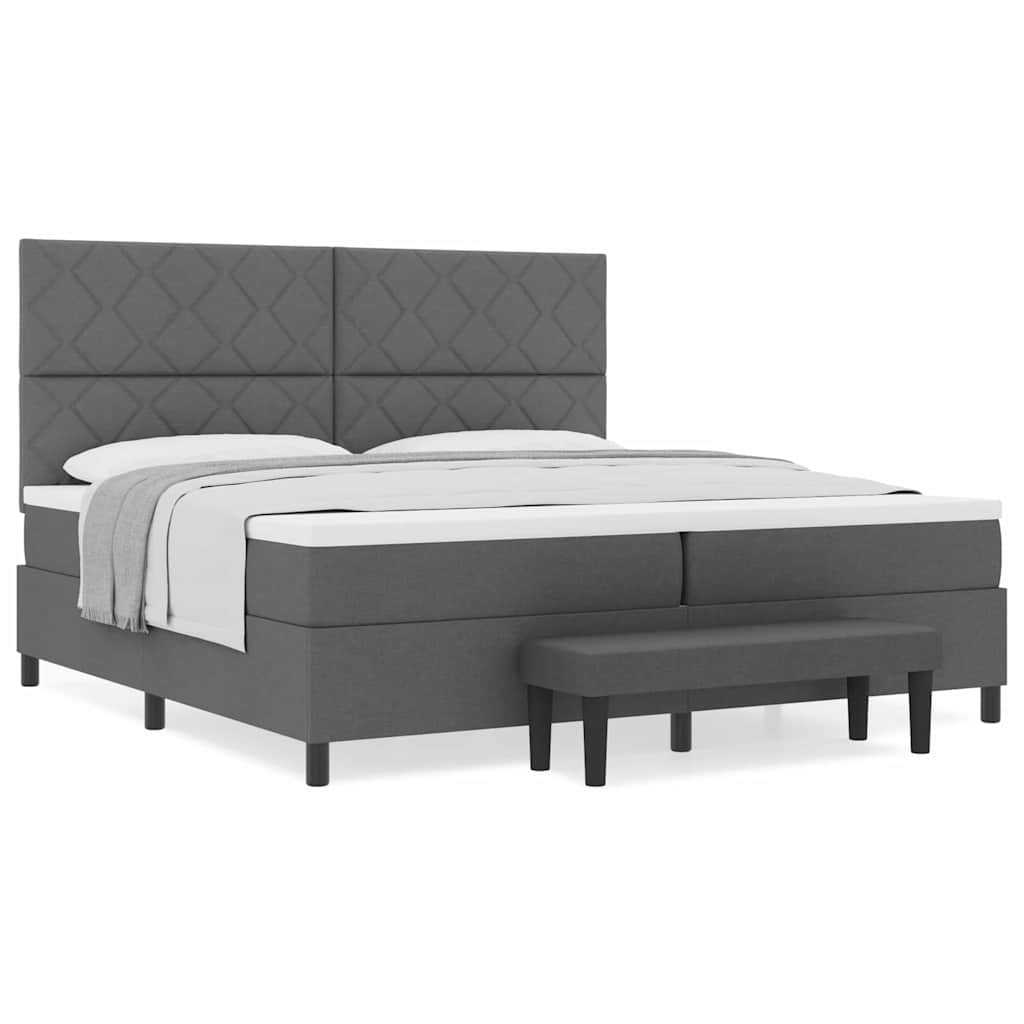 Box Spring Seng Med Madras Mørkegrå 200 X 200 Cm Stof - Billede 4