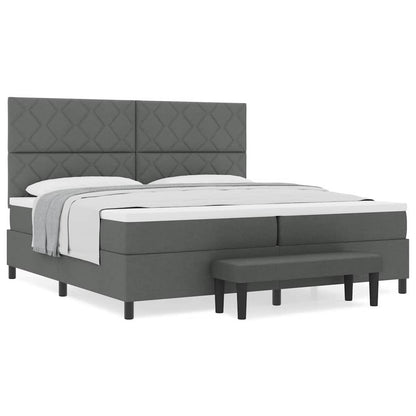 Box Spring Seng Med Madras Mørkegrå 200 X 200 Cm Stof - Billede 4