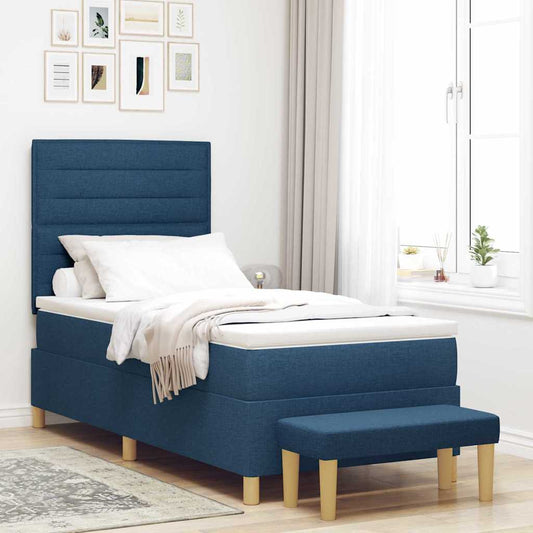 Box Spring Seng Med Pude Med Hovedgærde Stof - Hovedbillede