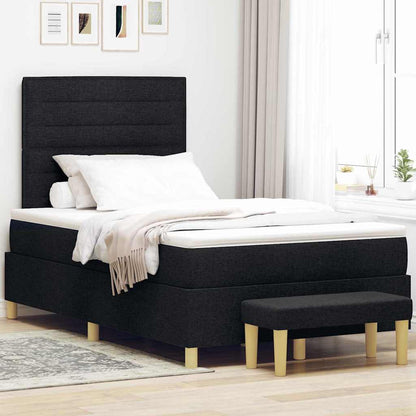 Box Spring Seng Med Madras Sort 120 X 190 Cm Stof - Hovedbillede