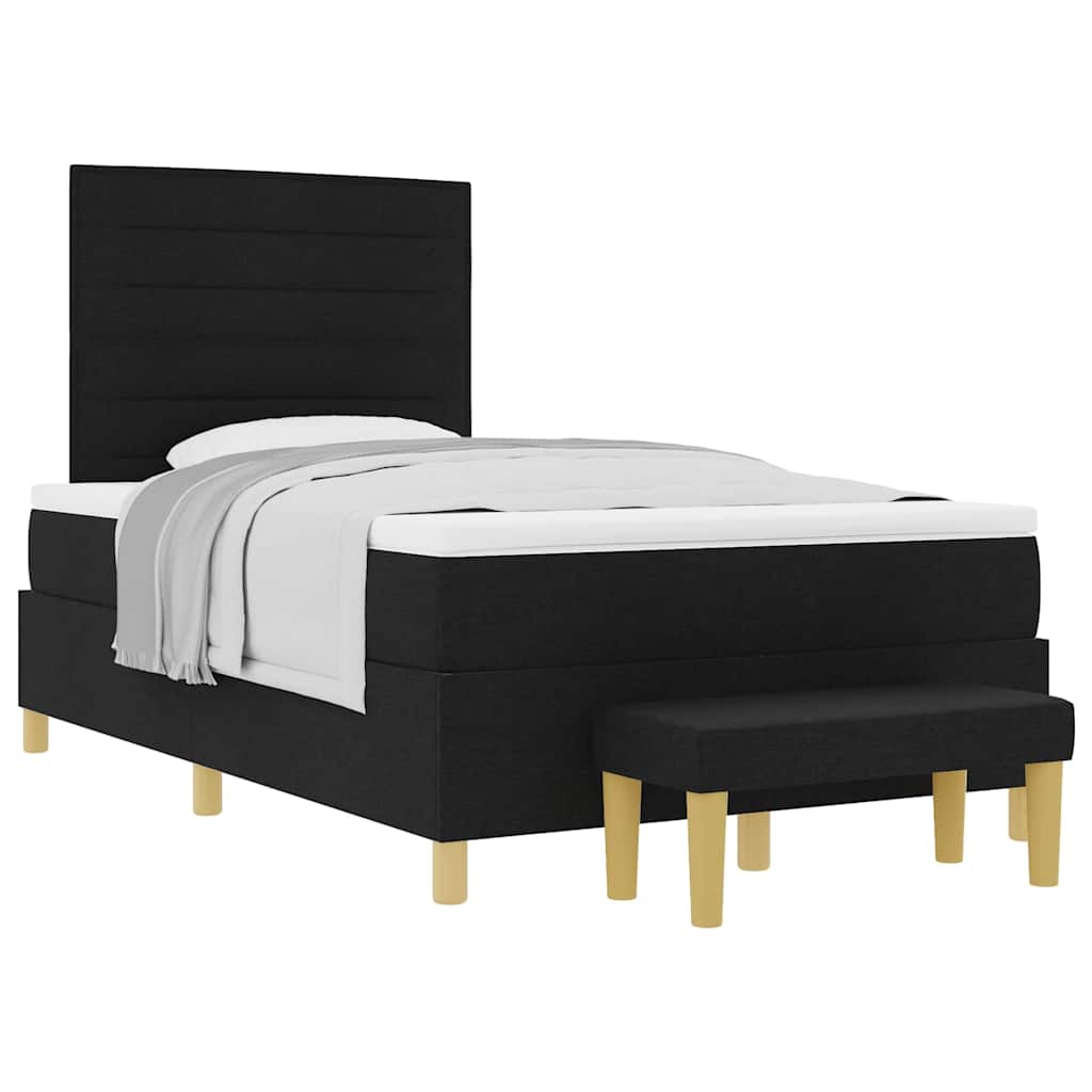 Box Spring Seng Med Madras Sort 120 X 190 Cm Stof - Billede 3