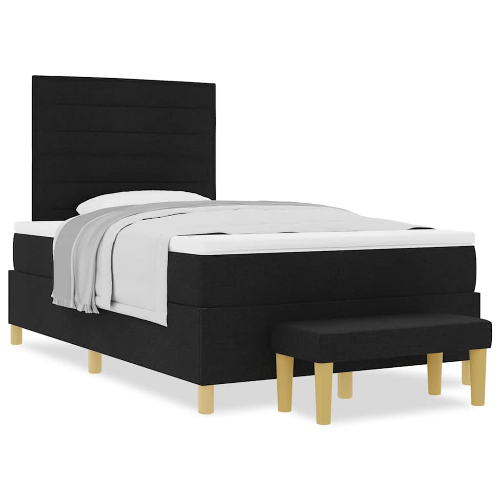 Box Spring Seng Med Madras Sort 120 X 190 Cm Stof - Billede 4