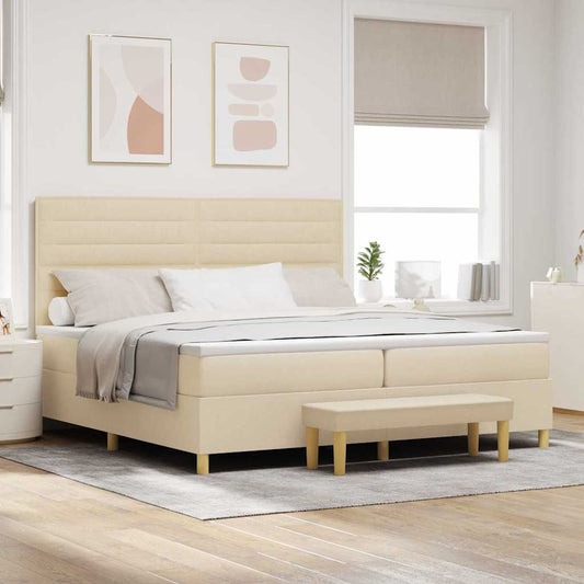 Box Spring Seng Med Madras Stof - Hovedbillede