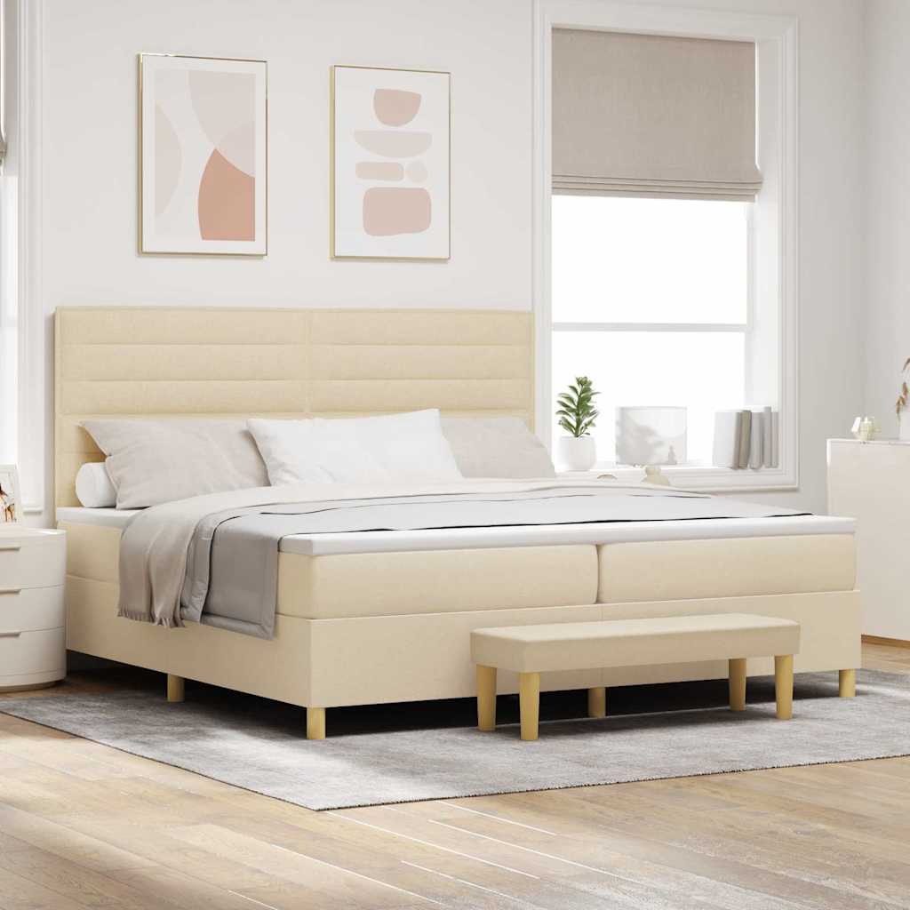 Box Spring Seng Med Madras Stof - Hovedbillede