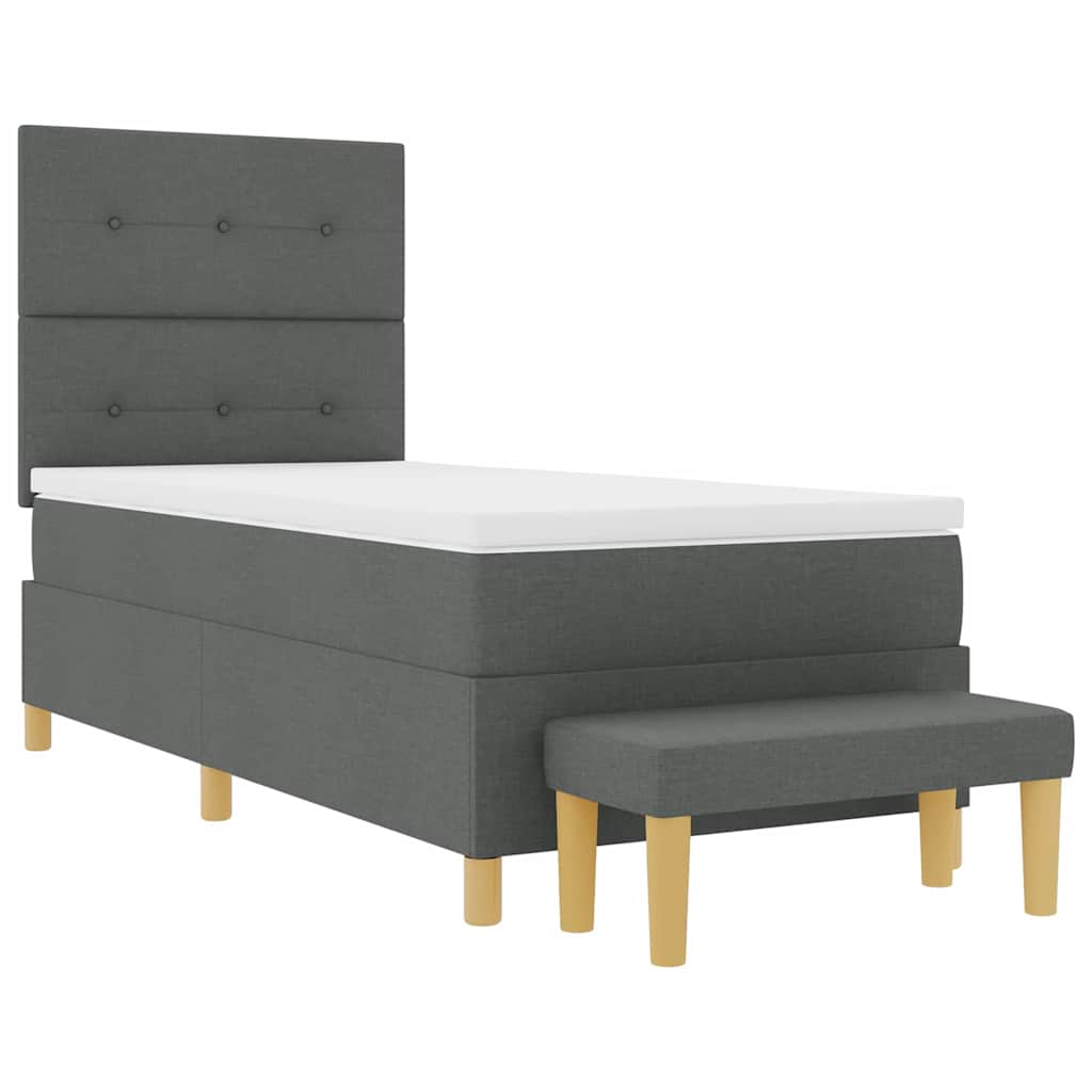 Box Spring Seng Med Madras Mørkegrå 100 X 200 Cm Stof - Billede 8