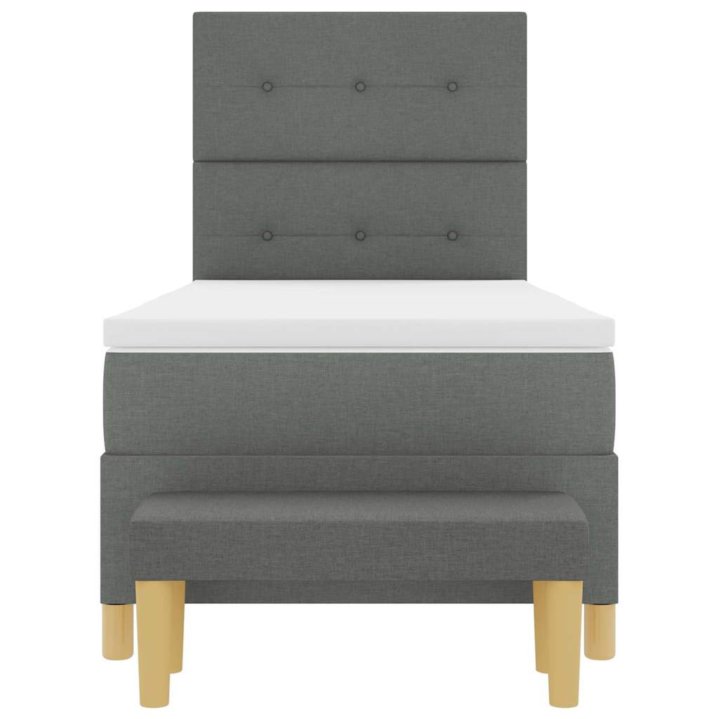 Box Spring Seng Med Madras Mørkegrå 100 X 200 Cm Stof - Billede 9