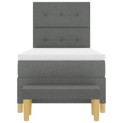 Box Spring Seng Med Madras Mørkegrå 100 X 200 Cm Stof - Billede 9