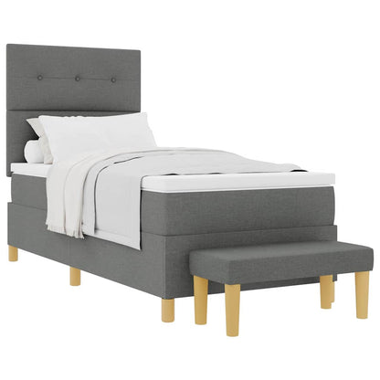 Box Spring Seng Med Madras Mørkegrå 100 X 200 Cm Stof - Billede 3