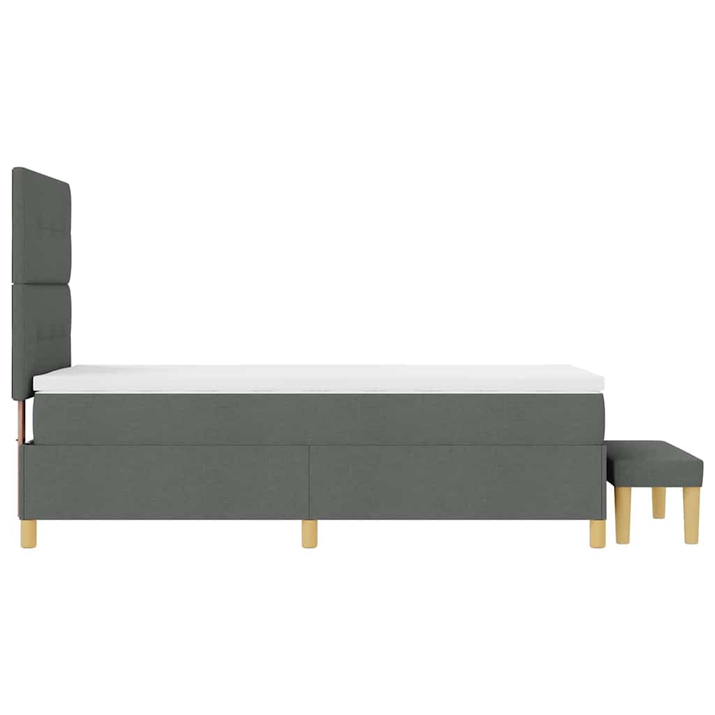 Box Spring Seng Med Madras Mørkegrå 100 X 200 Cm Stof - Billede 10