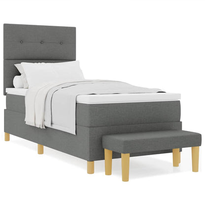 Box Spring Seng Med Madras Mørkegrå 100 X 200 Cm Stof - Billede 4