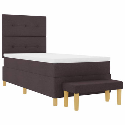 Box Spring Seng Med Madras Mørk Brun 100 X 200 Cm Stof - Billede 8