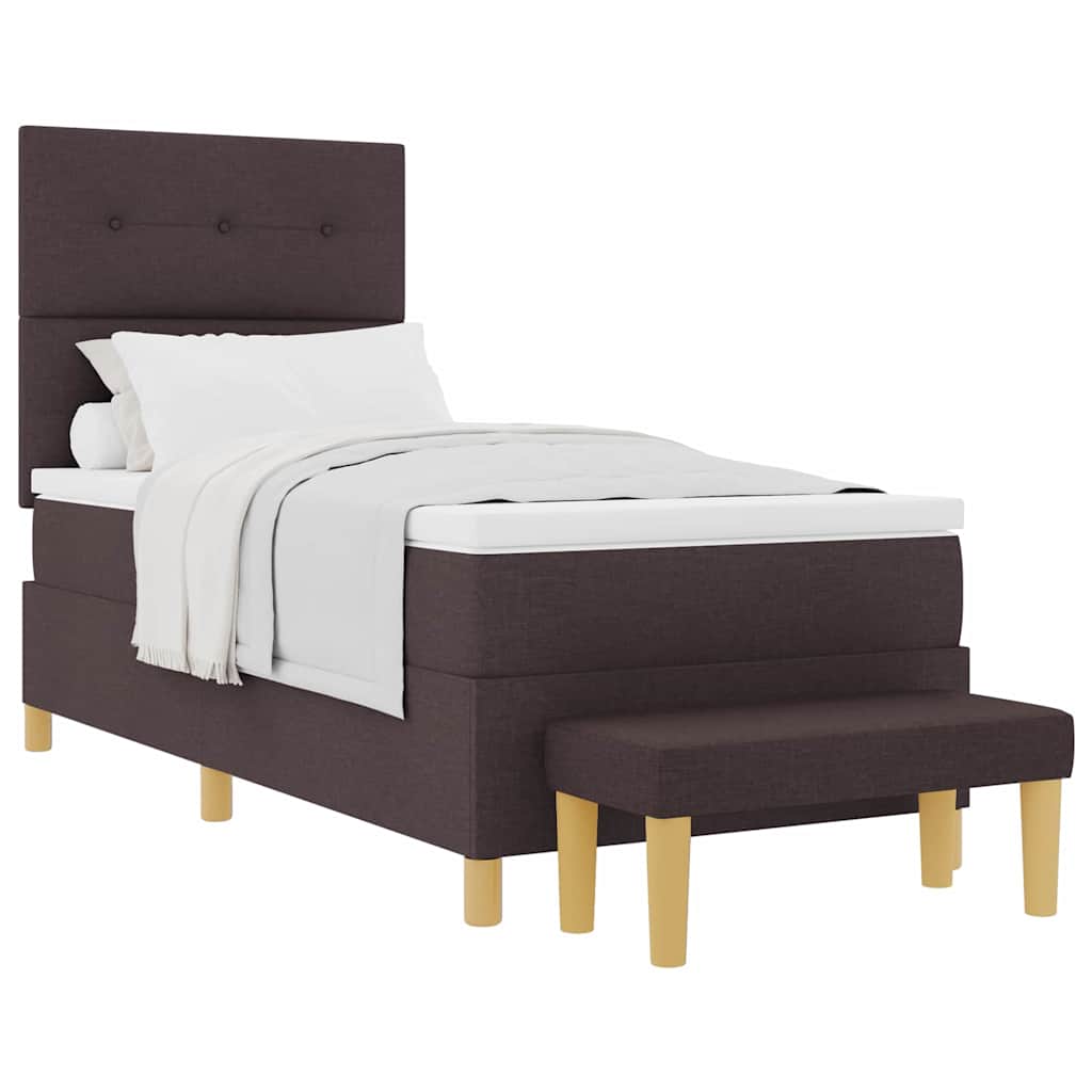 Box Spring Seng Med Madras Mørk Brun 100 X 200 Cm Stof - Billede 3