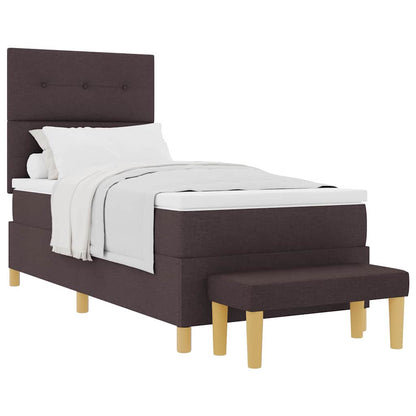 Box Spring Seng Med Madras Mørk Brun 100 X 200 Cm Stof - Billede 3