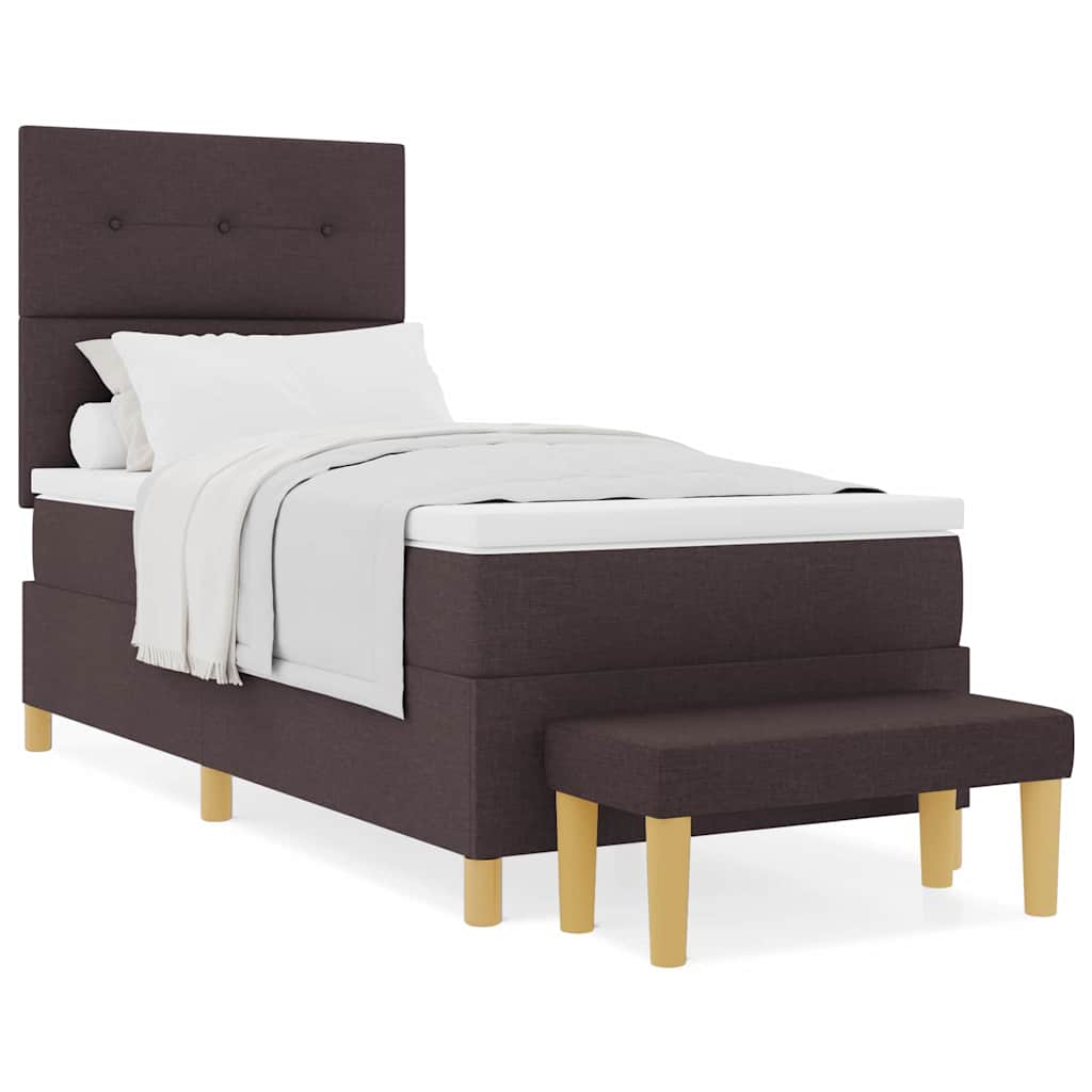Box Spring Seng Med Madras Mørk Brun 100 X 200 Cm Stof - Billede 4