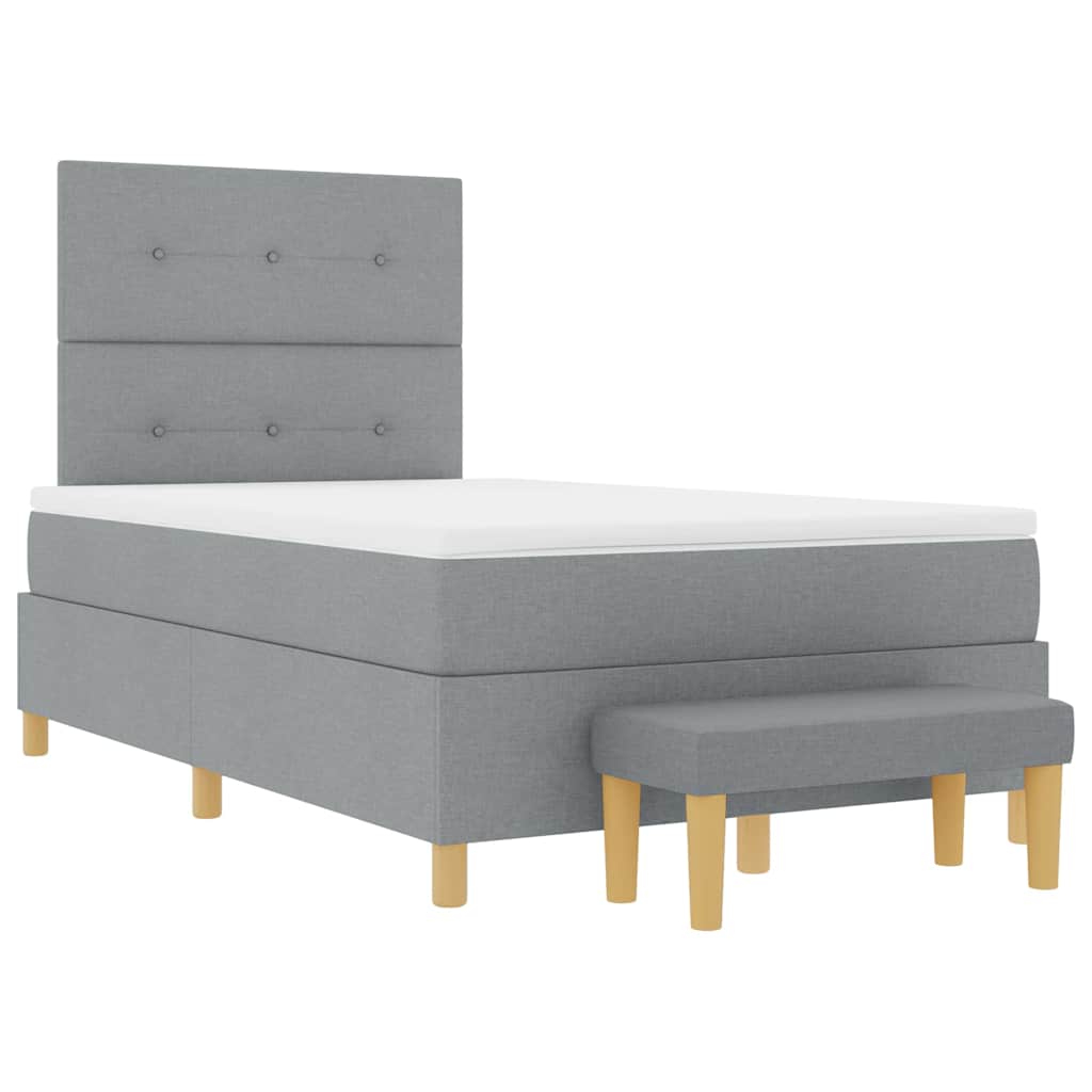 Box Spring Seng Med Madras Lysegrå 120 X 190 Cm Stof - Billede 8