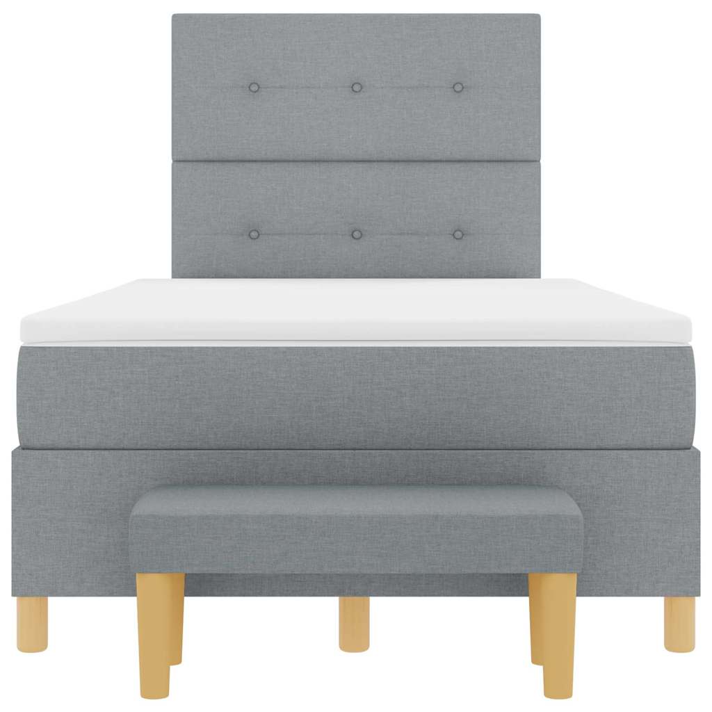 Box Spring Seng Med Madras Lysegrå 120 X 190 Cm Stof - Billede 9