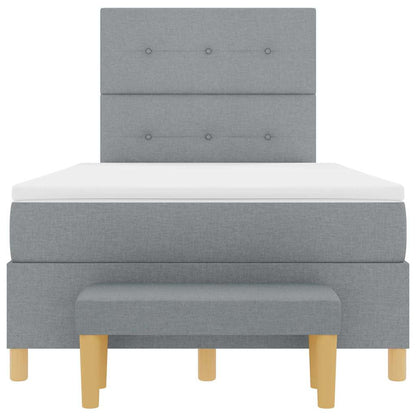 Box Spring Seng Med Madras Lysegrå 120 X 190 Cm Stof - Billede 9