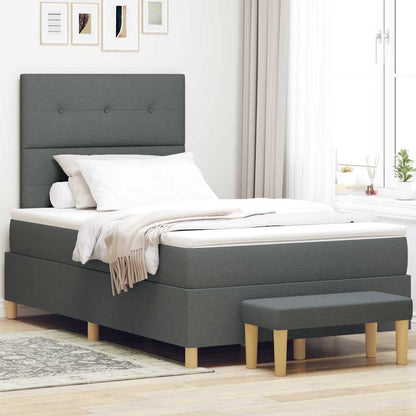Box Spring Seng Med Madras Mørkegrå 120 X 190 Cm Stof - Hovedbillede