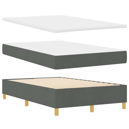 Box Spring Seng Med Madras Mørkegrå 120 X 190 Cm Stof - Billede 2