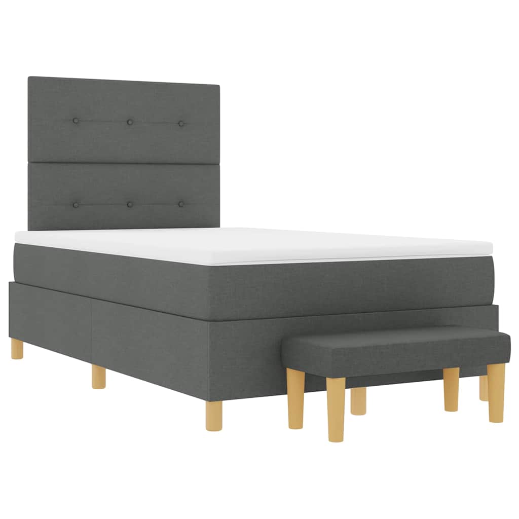 Box Spring Seng Med Madras Mørkegrå 120 X 190 Cm Stof - Billede 8