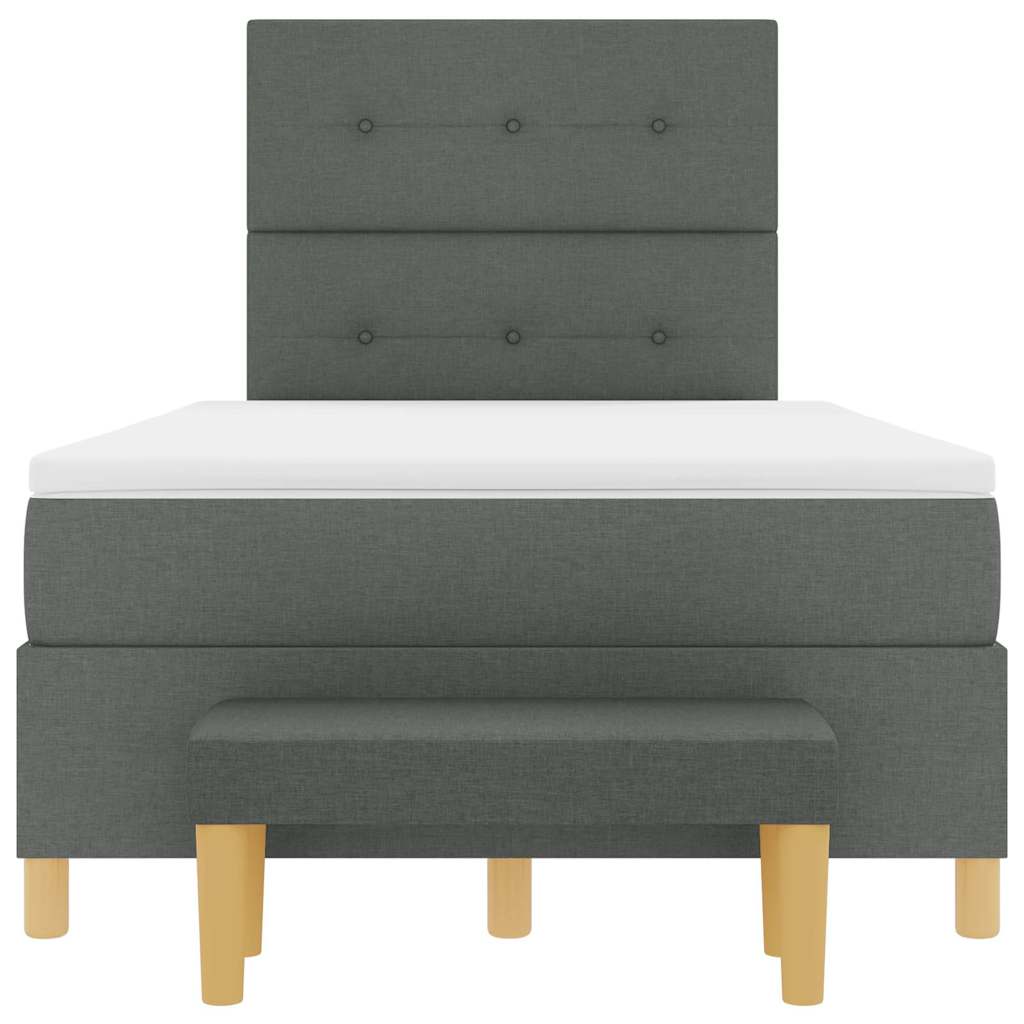 Box Spring Seng Med Madras Mørkegrå 120 X 190 Cm Stof - Billede 9