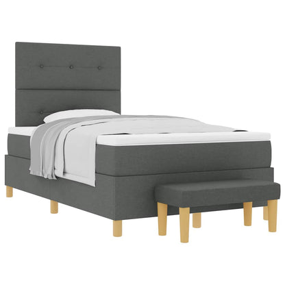 Box Spring Seng Med Madras Mørkegrå 120 X 190 Cm Stof - Billede 3