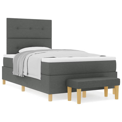 Box Spring Seng Med Madras Mørkegrå 120 X 190 Cm Stof - Billede 4