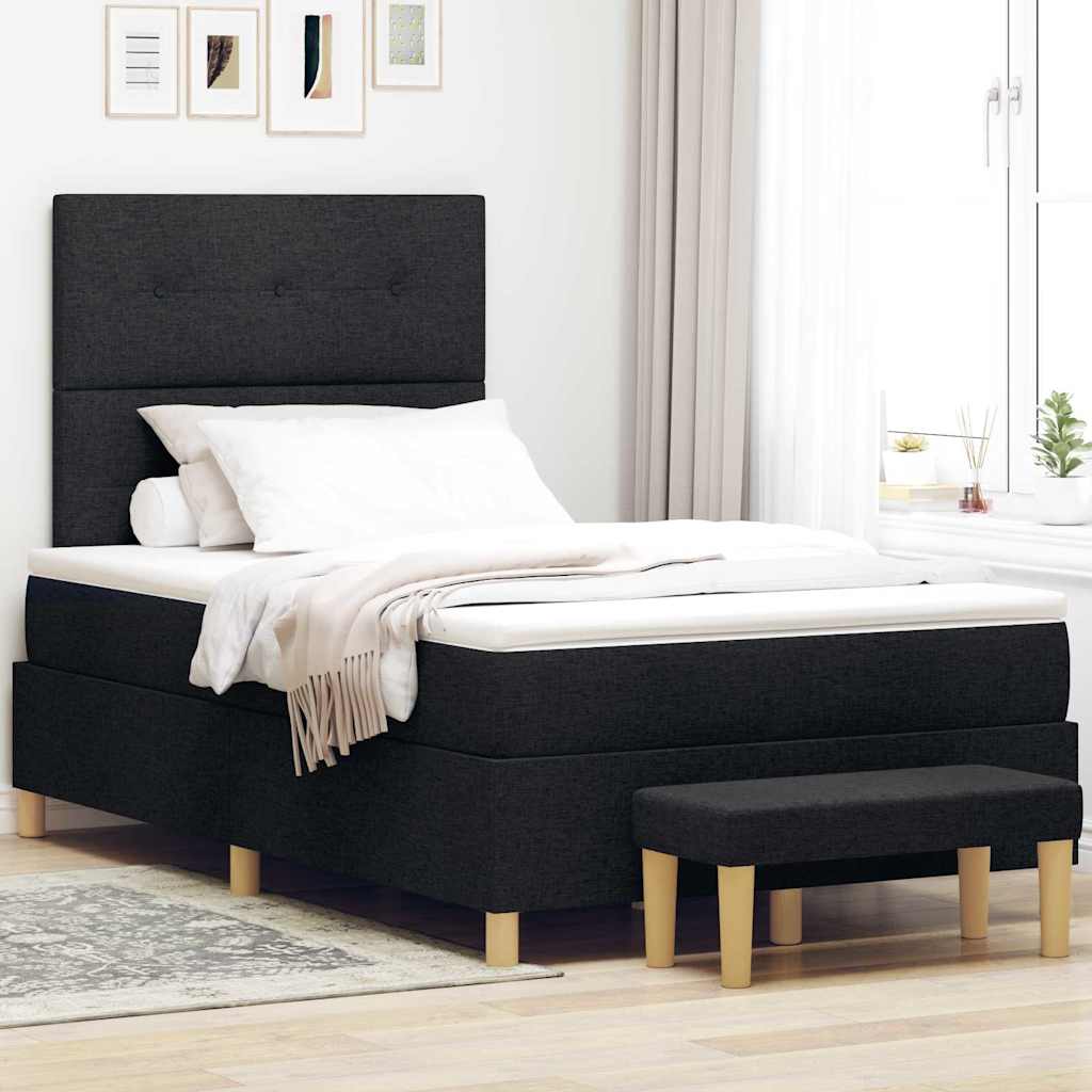 Box Spring Seng Med Madras Sort 120 X 190 Cm Stof - Hovedbillede