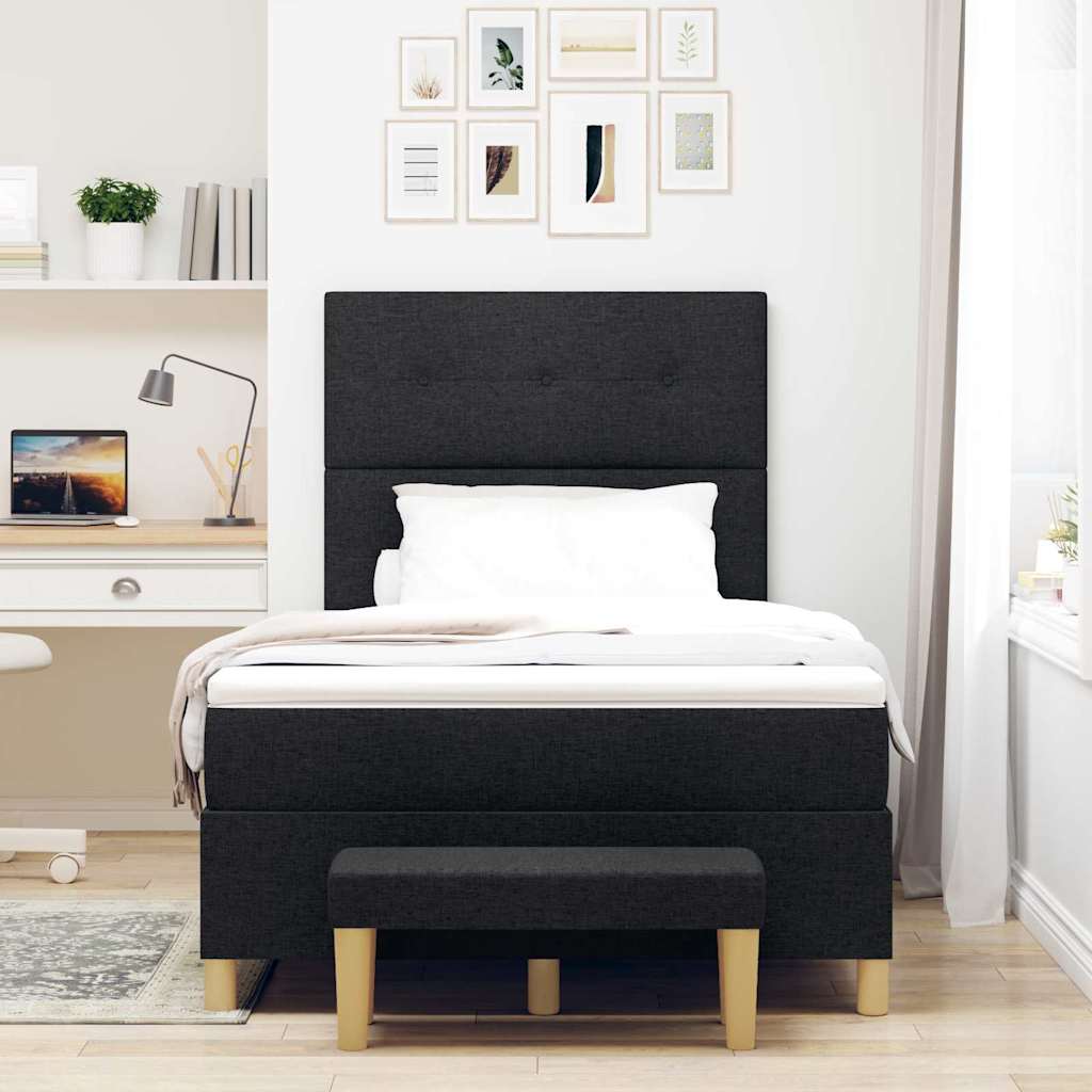 Box Spring Seng Med Madras Sort 120 X 190 Cm Stof - Billede 5