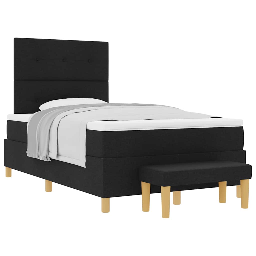 Box Spring Seng Med Madras Sort 120 X 190 Cm Stof - Billede 3